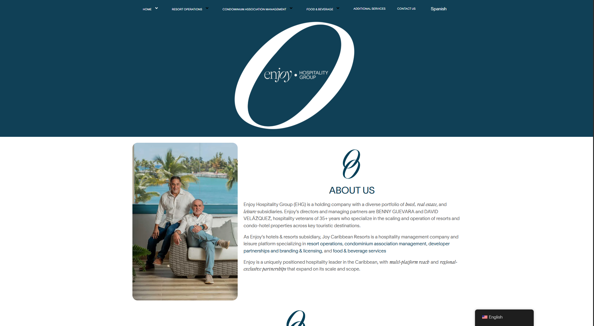 Sitio web de Enjoy Hospitality Group